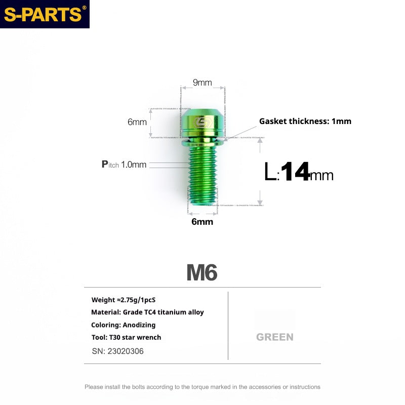 SPARTS A2 Series M6 L10-55mm Titanium Screws