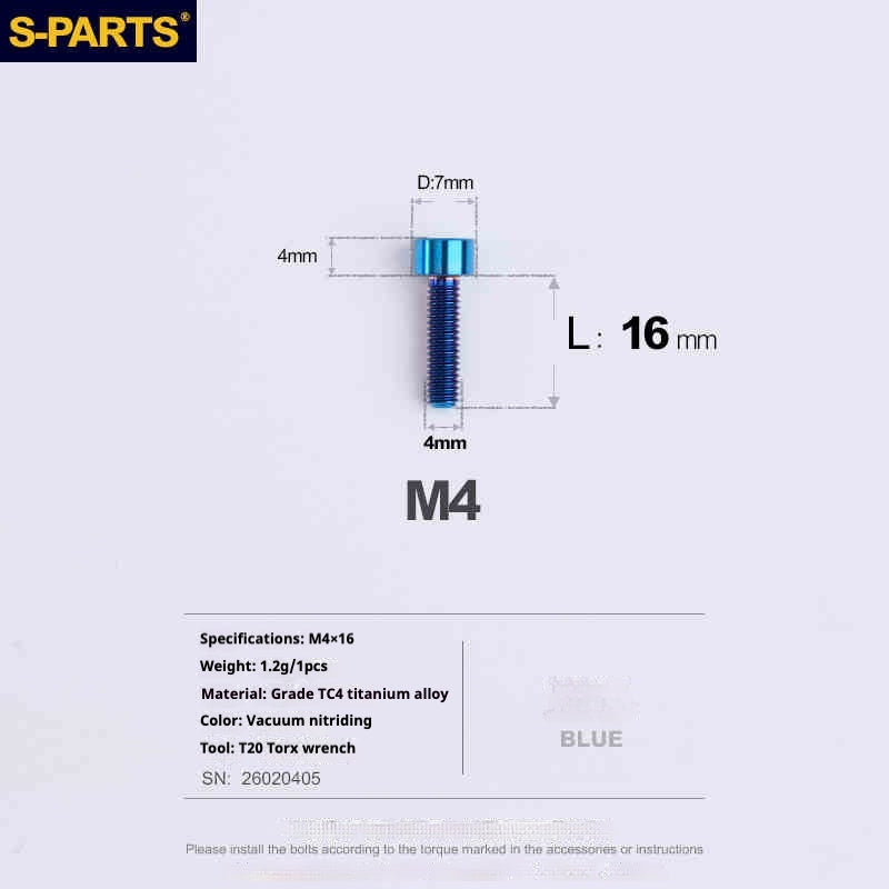 SPARTS Column Head Series M4 L06-50mm Titanium Screws