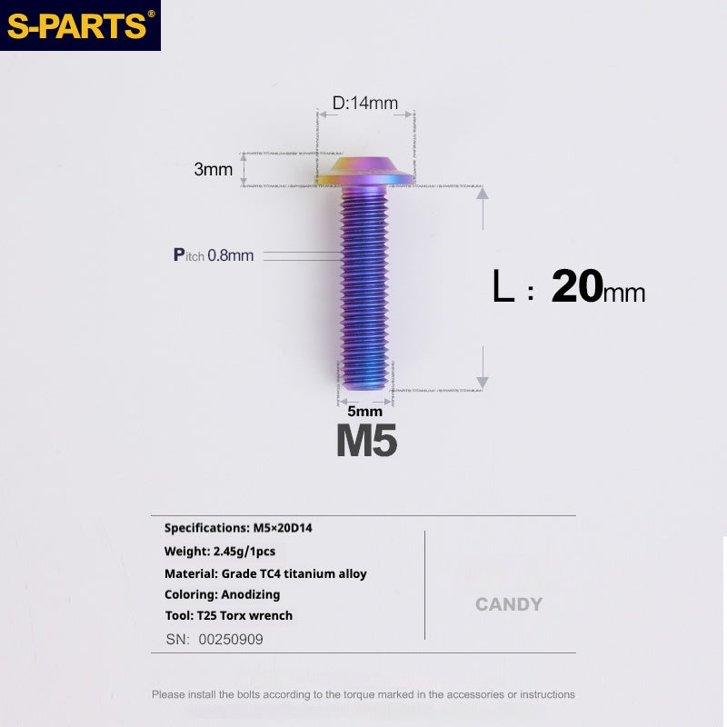 SPARTS A3 Umbrella Head Series M5 L12-20mm D14 Titanium Screws Motorcycle bike