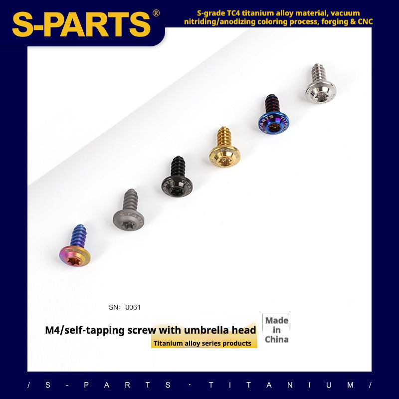 SPARTS A3 Umbrella Head Self-Tapping Wire Series M4 L12-30mm D8.5 Titanium Screws