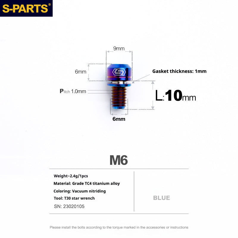 SPARTS A2 Series M6 L10-55mm Titanium Screws