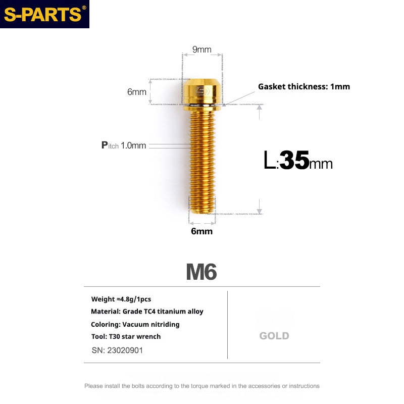 SPARTS A2 Series M6 L10-55mm Titanium Screws