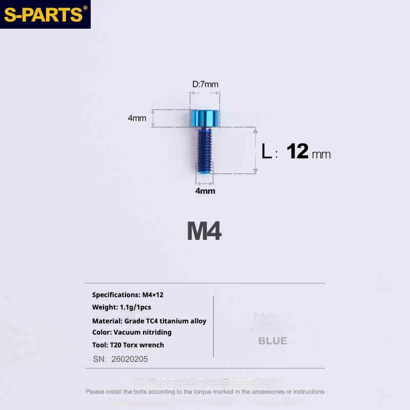 SPARTS Column Head Series M4 L06-50mm Titanium Screws