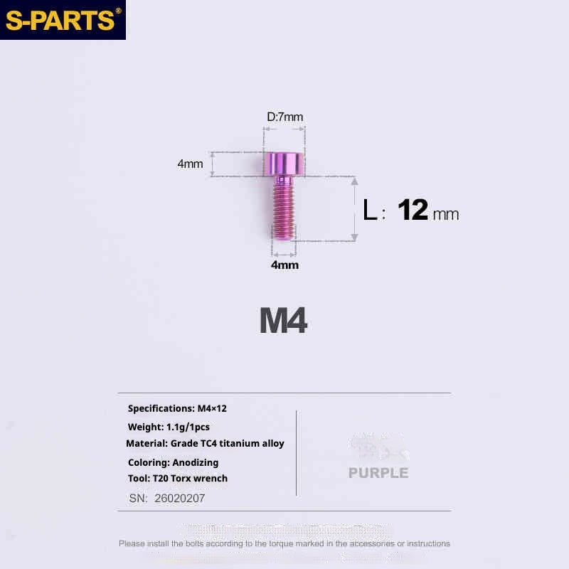 SPARTS Column Head Series M4 L06-50mm Titanium Screws