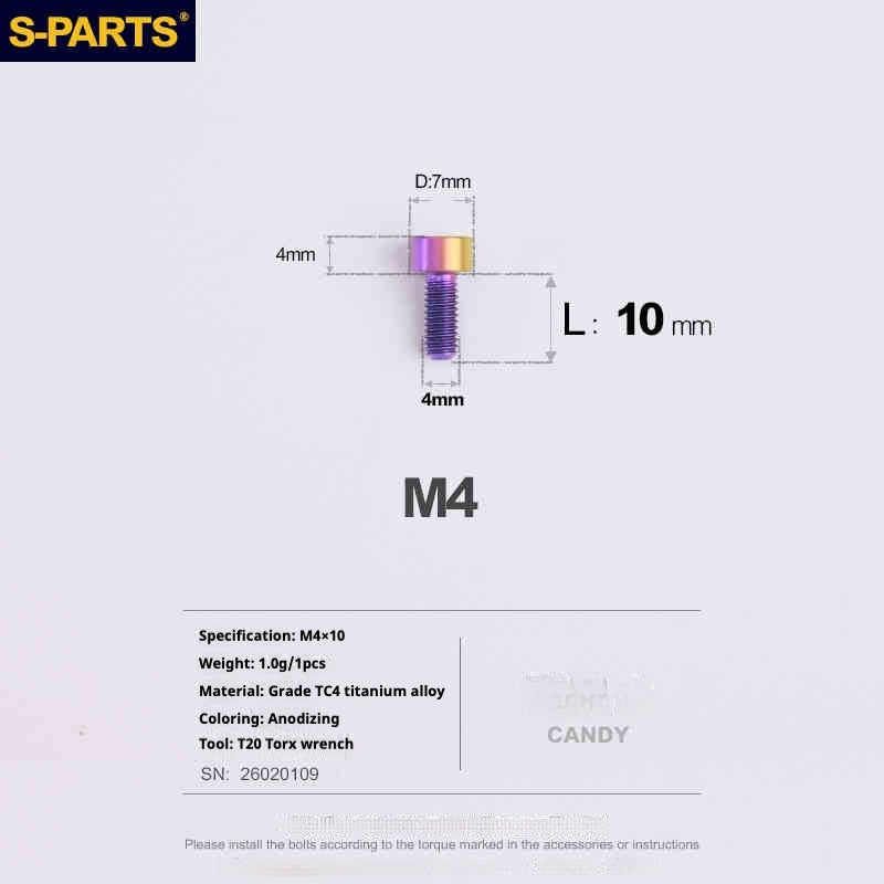 SPARTS Column Head Series M4 L06-50mm Titanium Screws