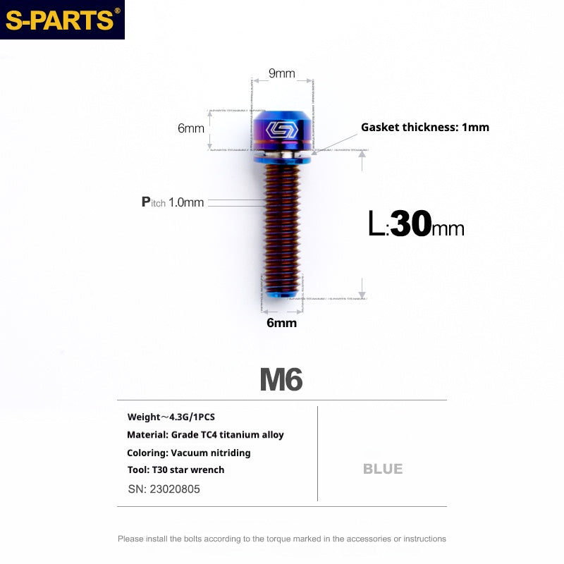 SPARTS A2 Series M6 L10-55mm Titanium Screws