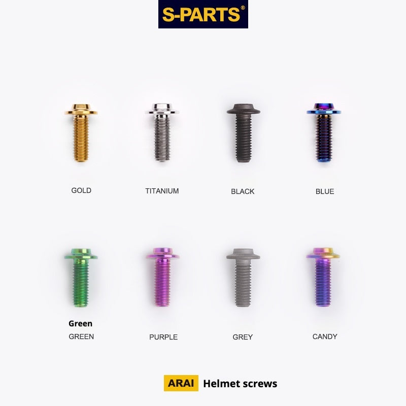 S-PARTS Titanium Umbrella-Head Bolt Set for ARAI RAPIDE-NEO Helmet | M6 Screws with T30 Wrench | 6 Colors Available