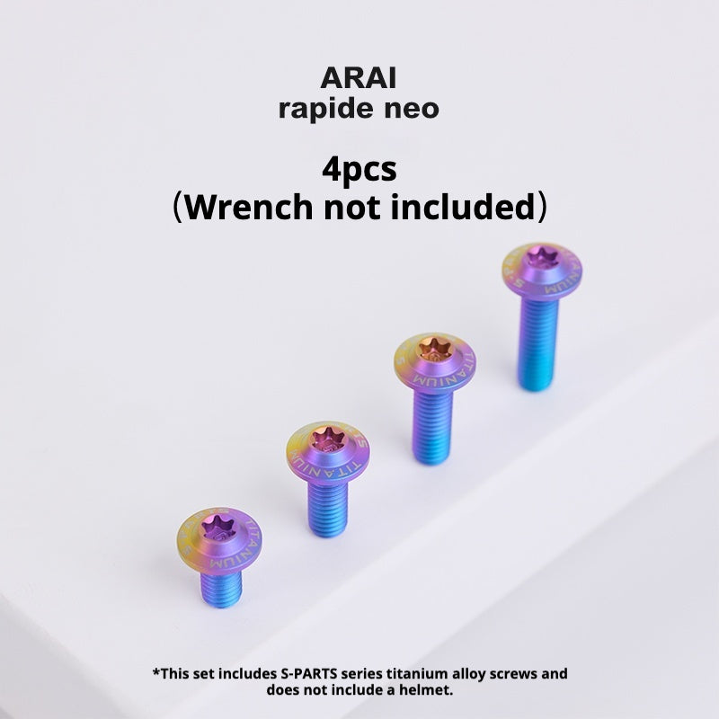 S-PARTS Titanium Umbrella-Head Bolt Set for ARAI RAPIDE-NEO Helmet | M6 Screws with T30 Wrench | 6 Colors Available