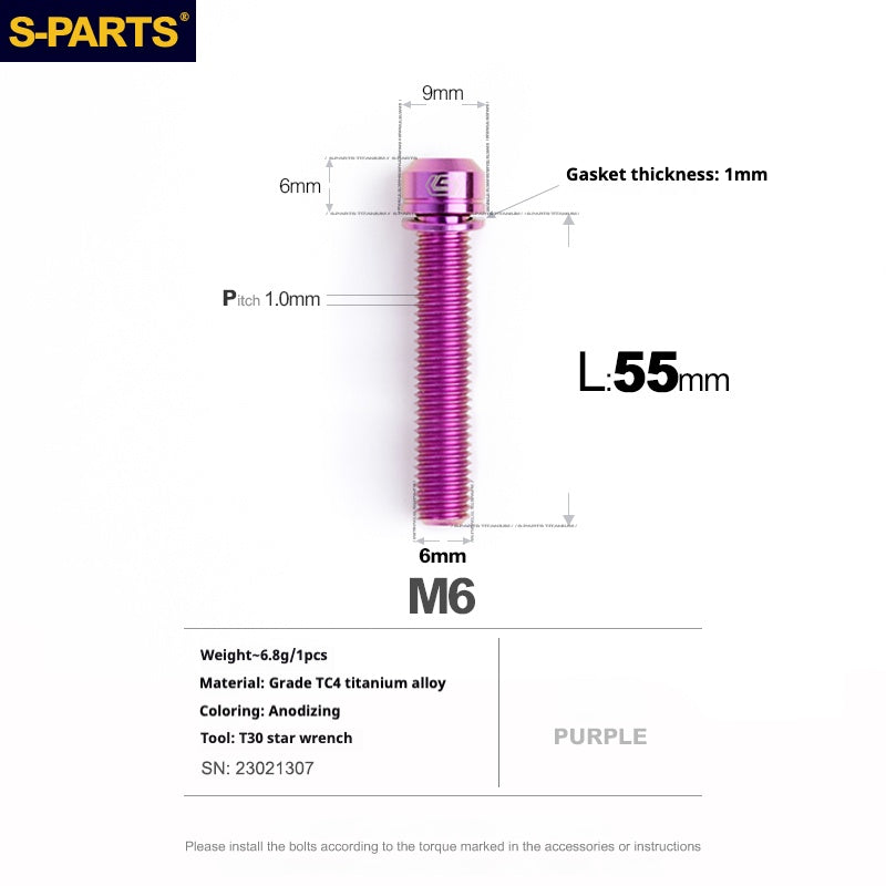 SPARTS A2 Series M6 L10-55mm Titanium Screws