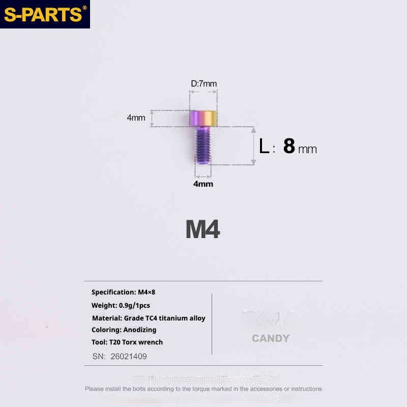 SPARTS Column Head Series M4 L06-50mm Titanium Screws