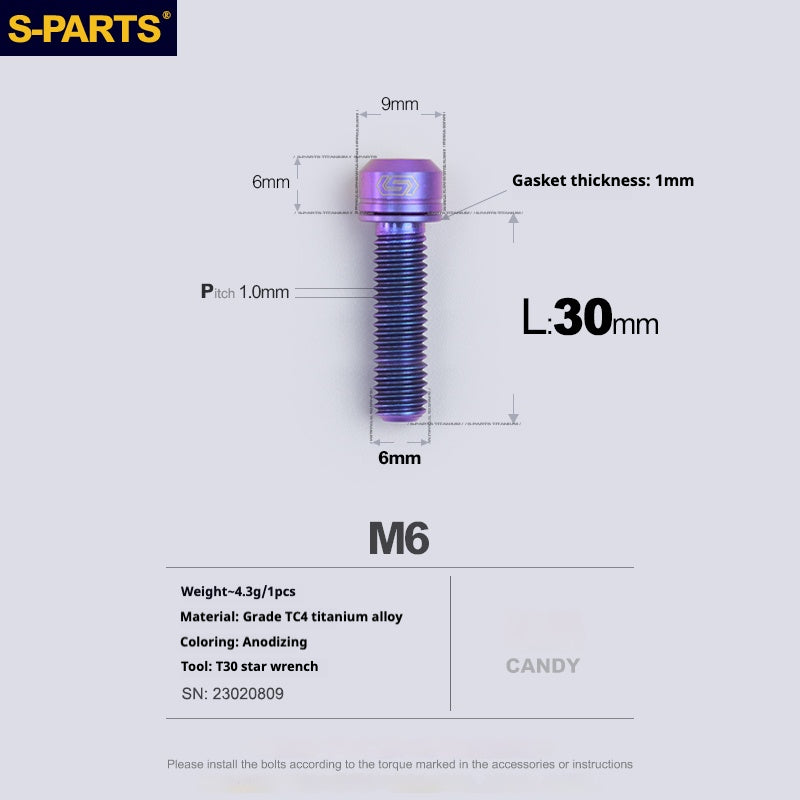 SPARTS A2 Series M6 L10-55mm Titanium Screws