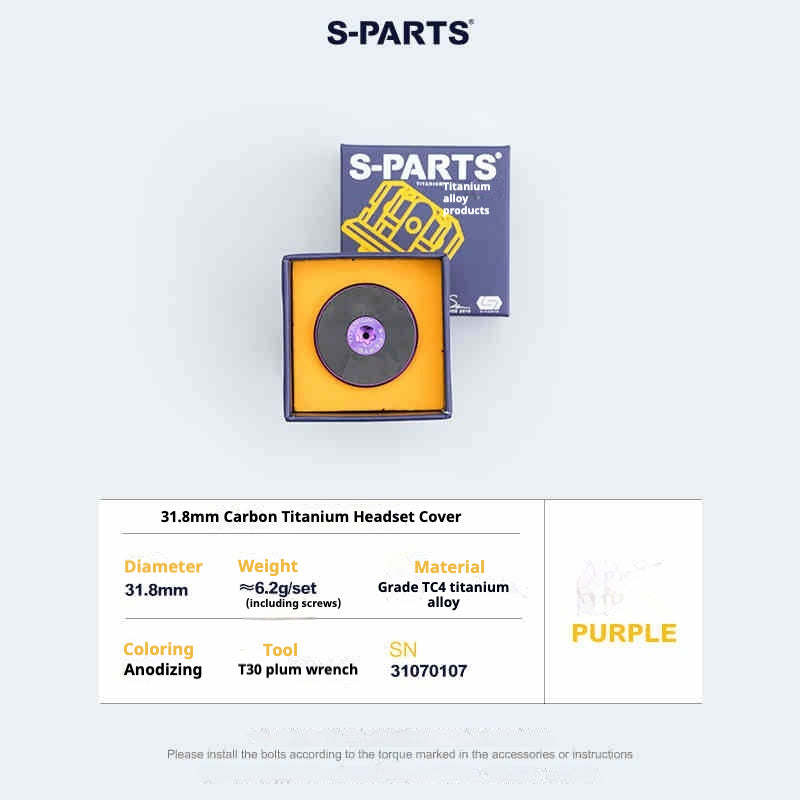 S-PARTS Caches de potence en fibre de carbone titane Regular 28,6 pour tube de direction VTT/route