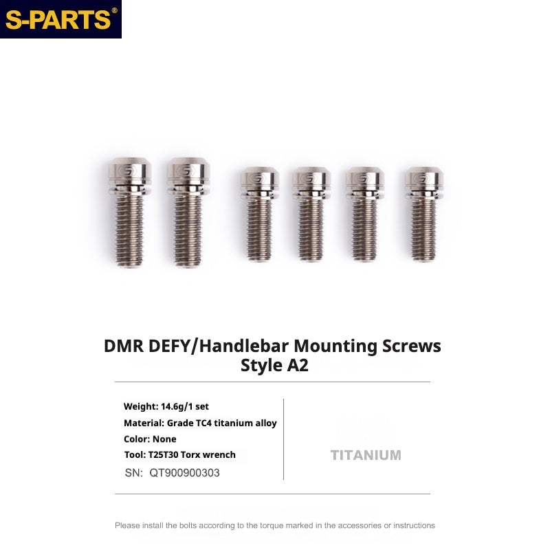 S-PARTS Titanium Screw DMR DEFY/SPANK SPOON /DPSBikes/Street Trial/bmx Handlebar Mounting Screws