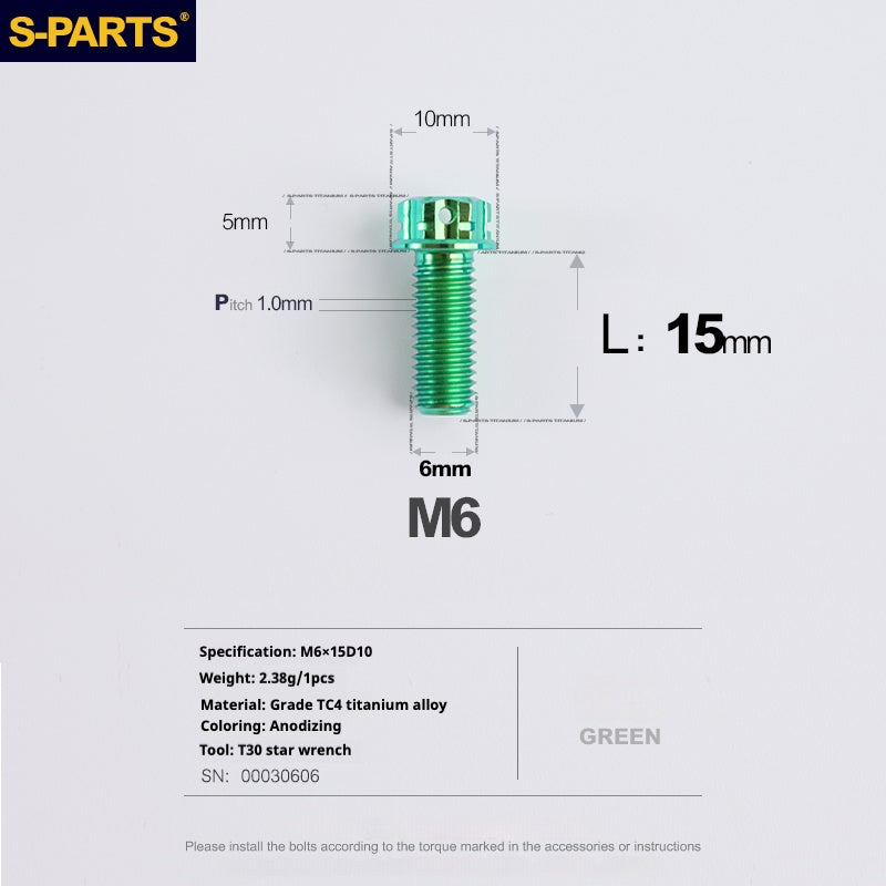 SPARTS A3 Series M6 L08-120mm Green Titanium Screws Motorcycle Auto