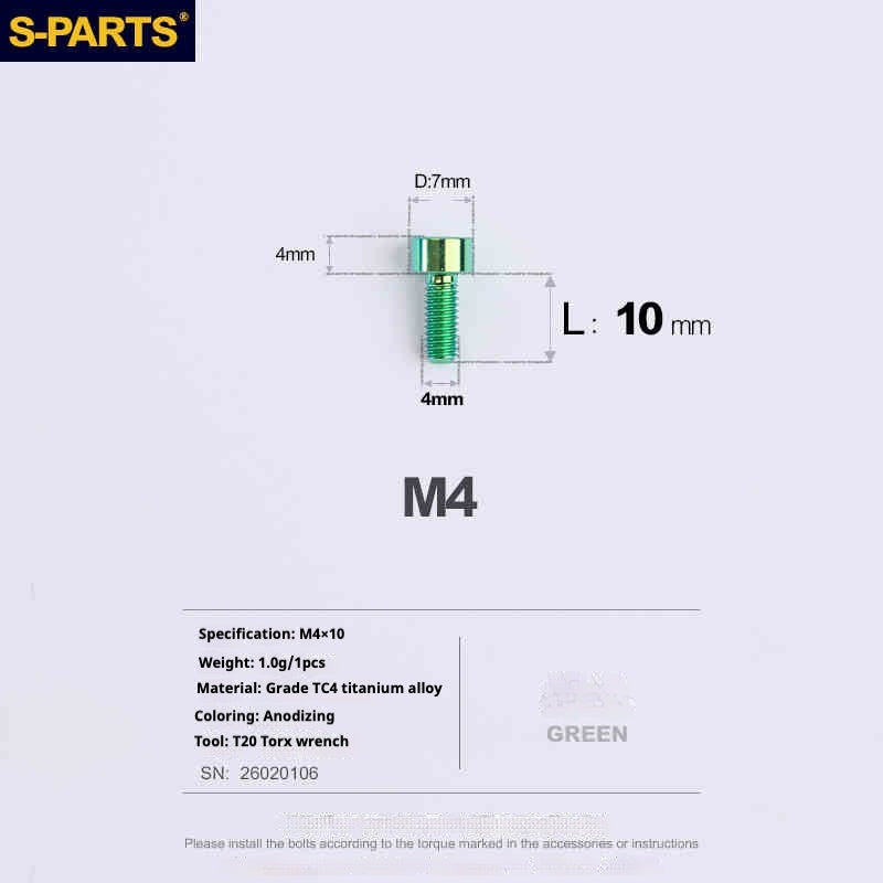 SPARTS Column Head Series M4 L06-50mm Titanium Screws