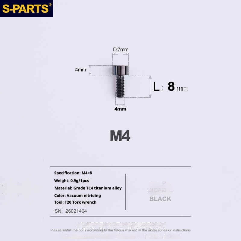 SPARTS Column Head Series M4 L06-50mm Titanium Screws