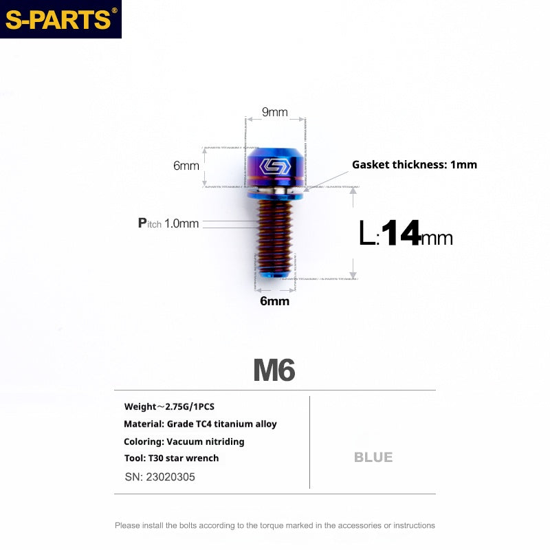 SPARTS A2 Series M6 L10-55mm Titanium Screws