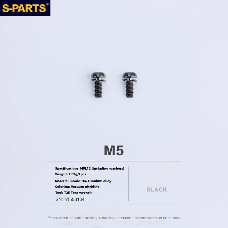 S-PARTS Titanium Alloy Water Bottle Cage Screws - Ultra-Light, Hollow, Flat Head, Large Diameter for Road, Mountain, and Folding Bikes