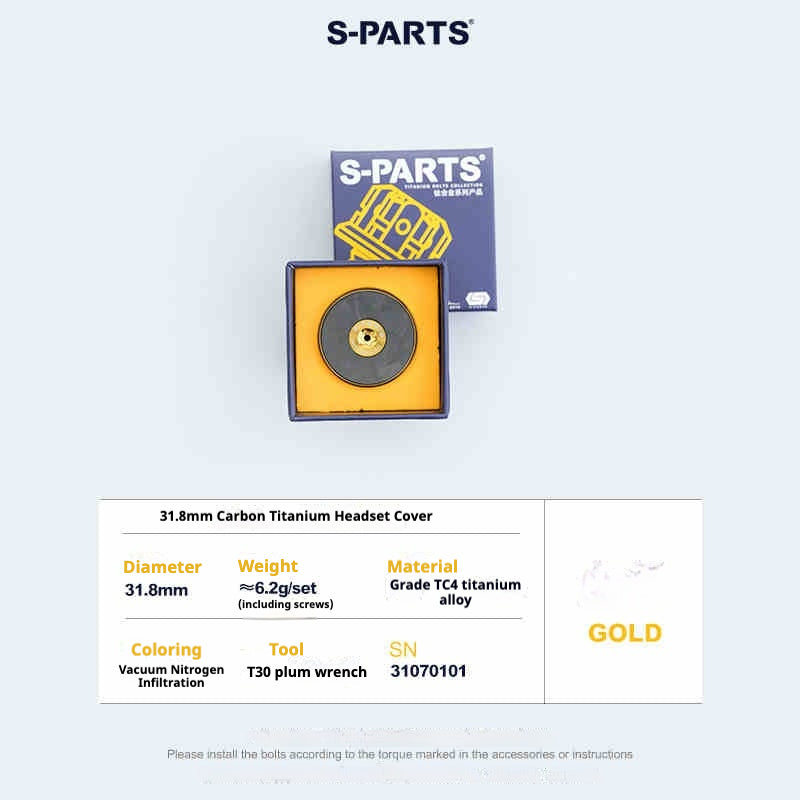 S-PARTS Caches de potence en fibre de carbone titane Regular 28,6 pour tube de direction VTT/route