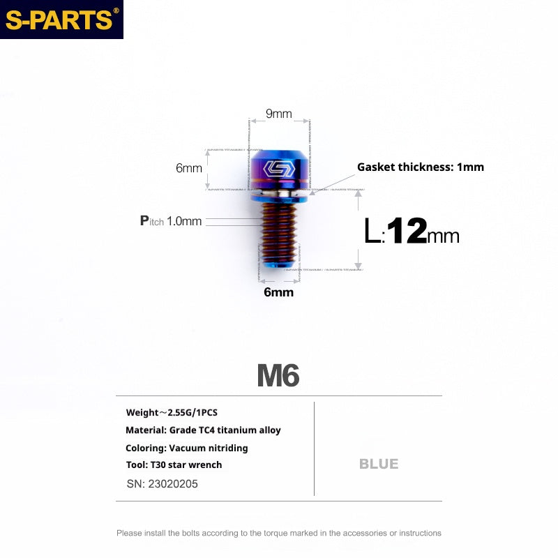 SPARTS A2 Series M6 L10-55mm Titanium Screws
