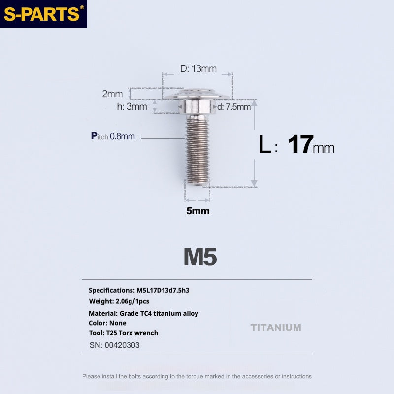 SPARTS A3 Paraguas Cabeza Escalón Serie M5 Color Titanio Tornillos de Titanio Motocicleta Auto