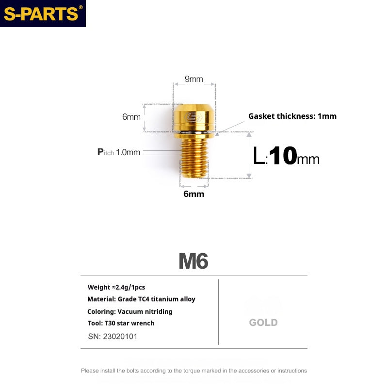 SPARTS A2 Series M6 L10-55mm Titanium Screws