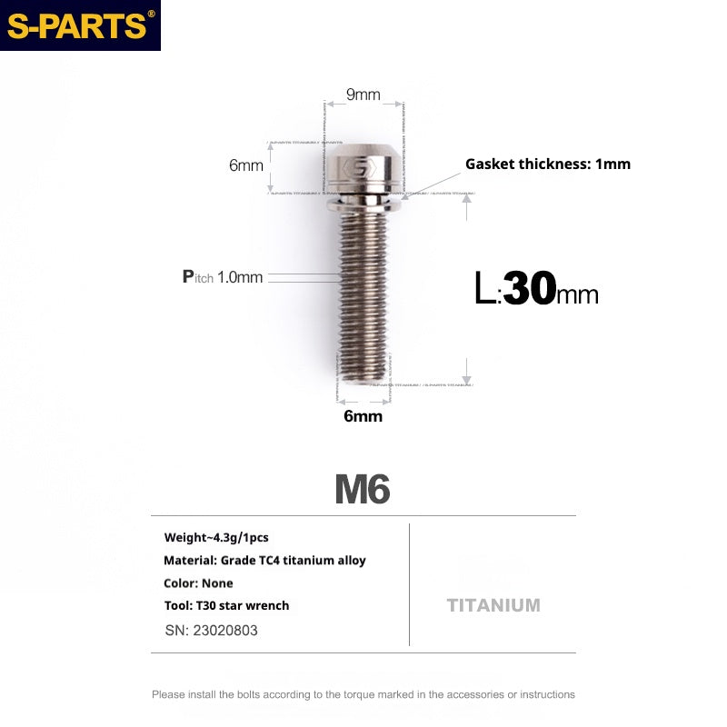 SPARTS A2 Series M6 L10-55mm Titanium Screws