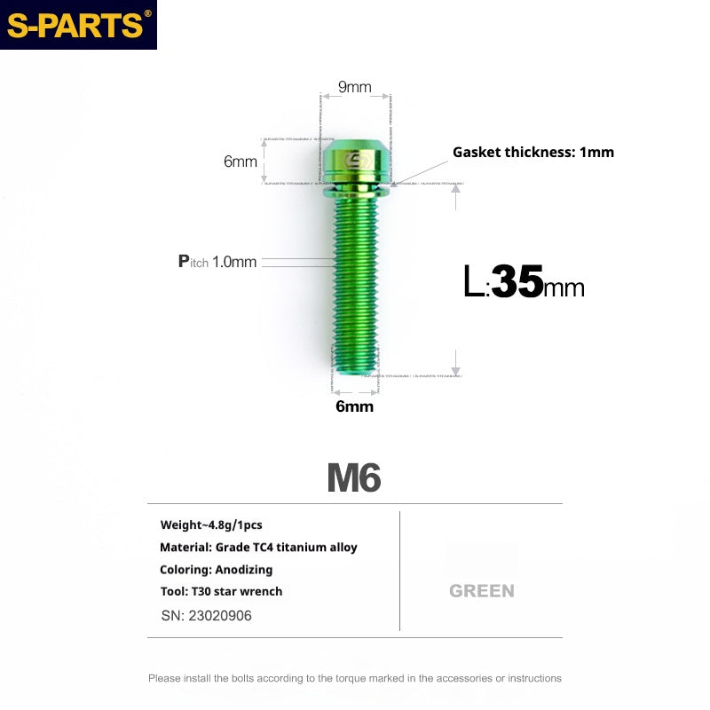 SPARTS A2 Series M6 L10-55mm Titanium Screws