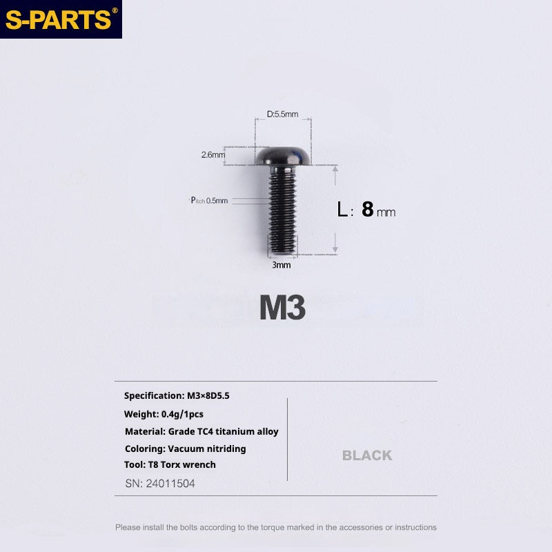 S-PARTS mountain road bike Titanium alloy screw M3*6/8/10/12/15 mm umbrella head screw