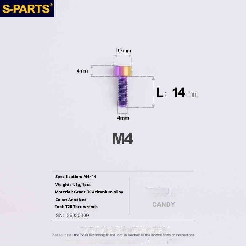 SPARTS Column Head Series M4 L06-50mm Titanium Screws