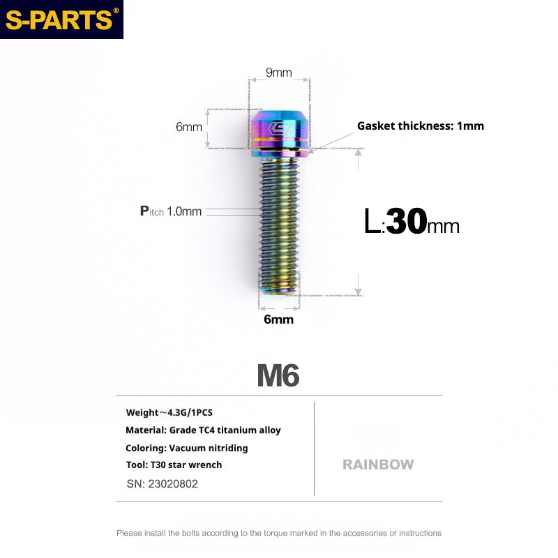 SPARTS A2 Series M6 L10-55mm Titanium Screws