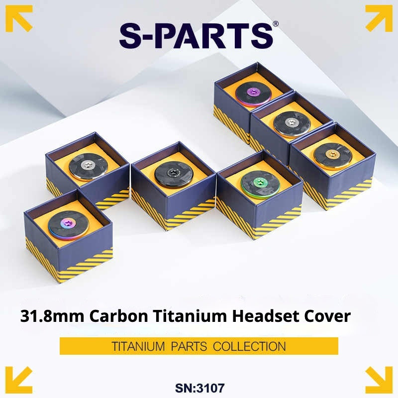S-PARTS Caches de potence en fibre de carbone titane Regular 28,6 pour tube de direction VTT/route