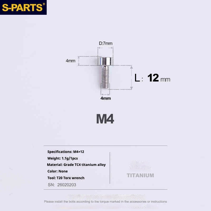 SPARTS Column Head Series M4 L06-50mm Titanium Screws