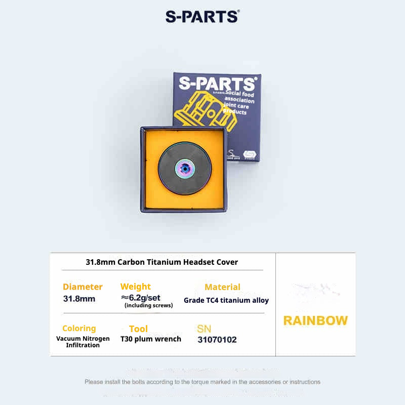 S-PARTS Caches de potence en fibre de carbone titane Regular 28,6 pour tube de direction VTT/route