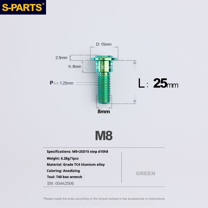 SPARTS A3 Umbrella Head Step Series M8 Viti in titanio verde per motociclette e auto
