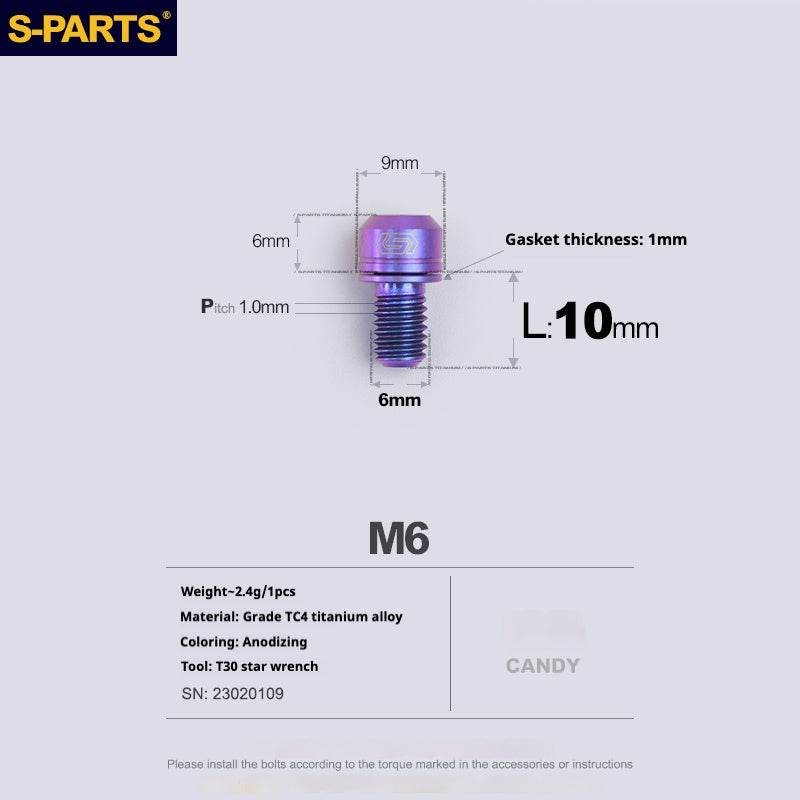 SPARTS A2 Series M6 L10-55mm Titanium Screws