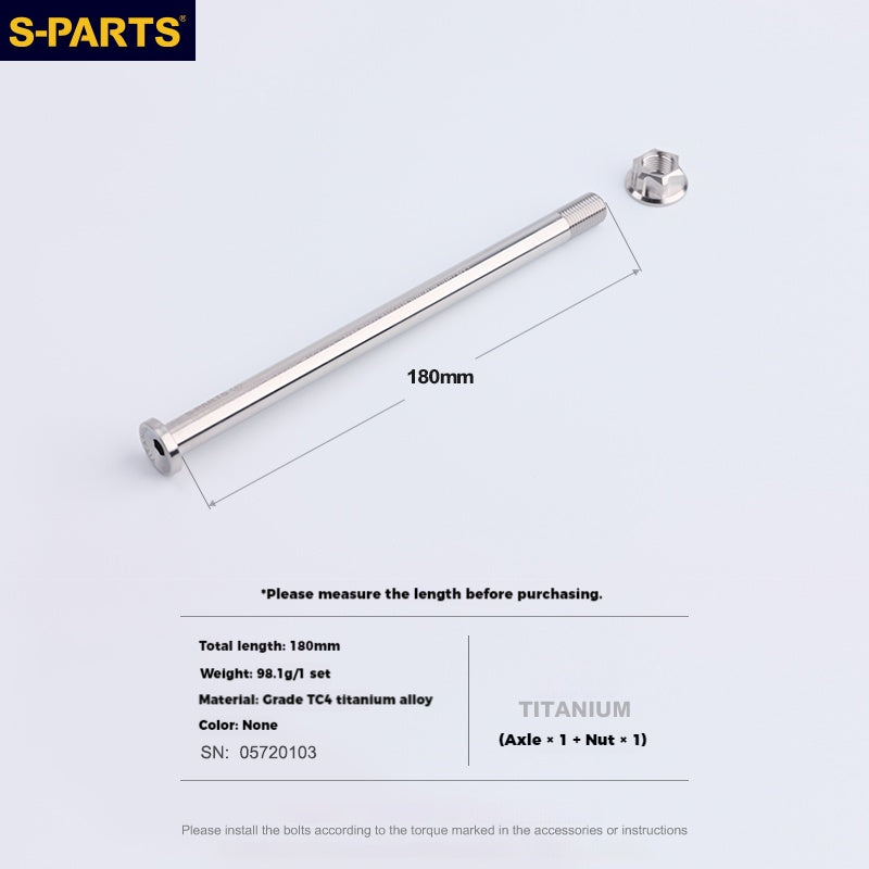 Eje de rueda trasera de aleación de titanio S-PARTS Sur-Ron Light Bee y tuerca correspondiente