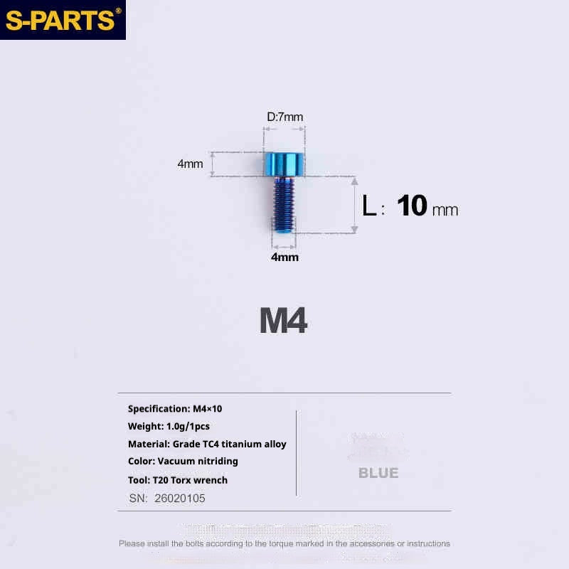 SPARTS Column Head Series M4 L06-50mm Titanium Screws