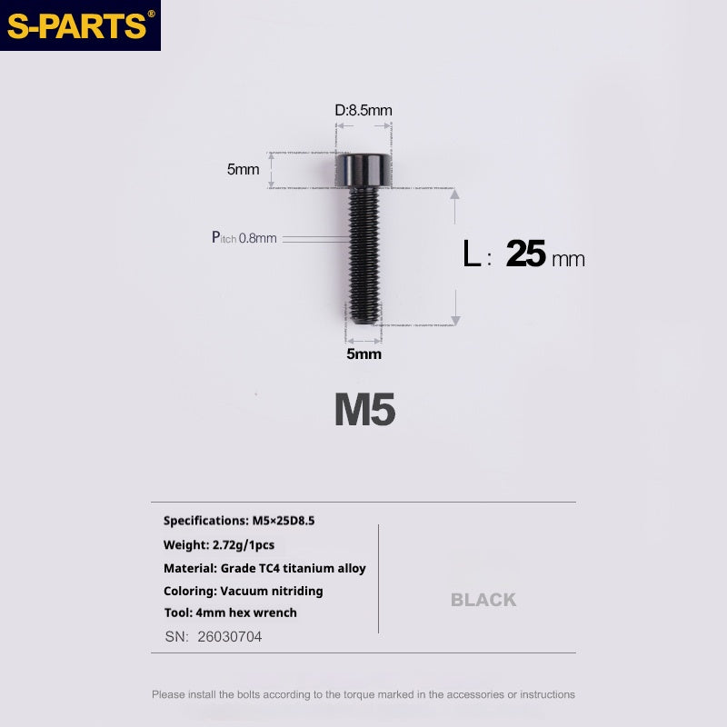 SPARTS Column Head Series M5 L10-80mm Titanium Screws