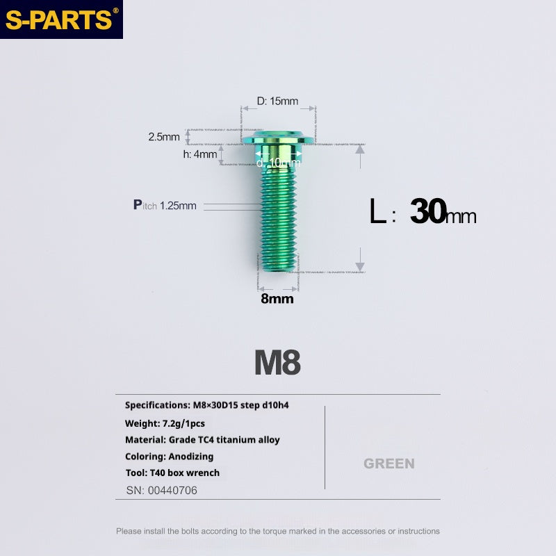SPARTS A3 Umbrella Head Step Series M8 Viti in titanio verde per motociclette e auto