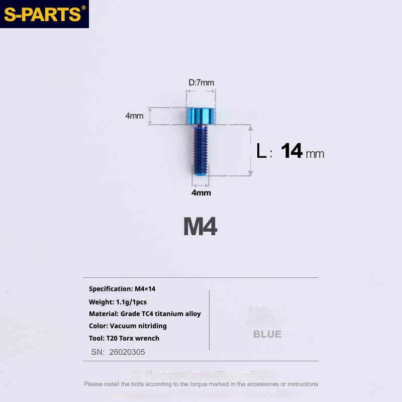 SPARTS Column Head Series M4 L06-50mm Titanium Screws