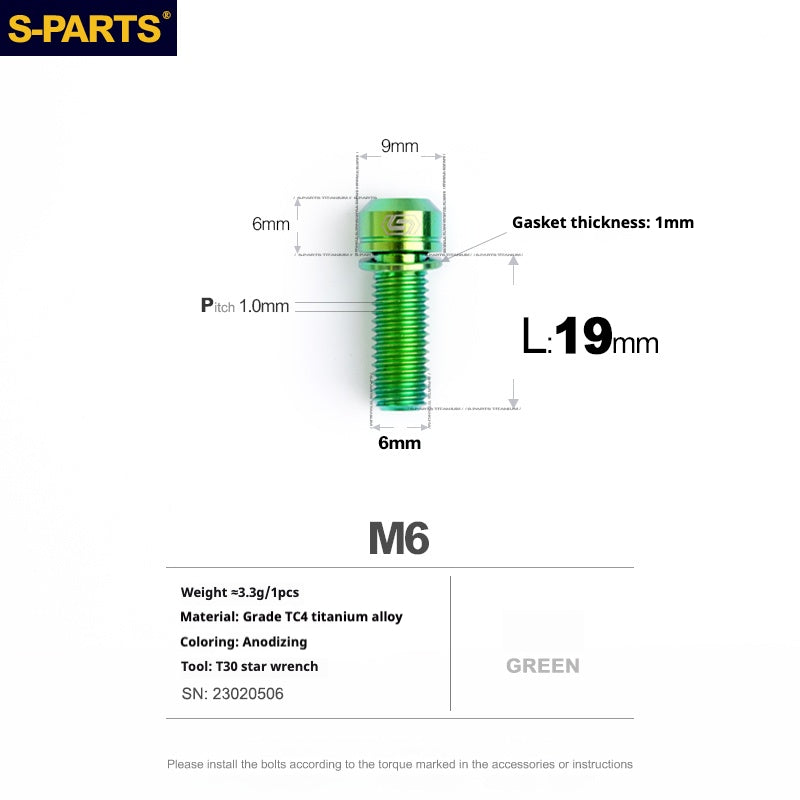 SPARTS A2 Series M6 L10-55mm Titanium Screws
