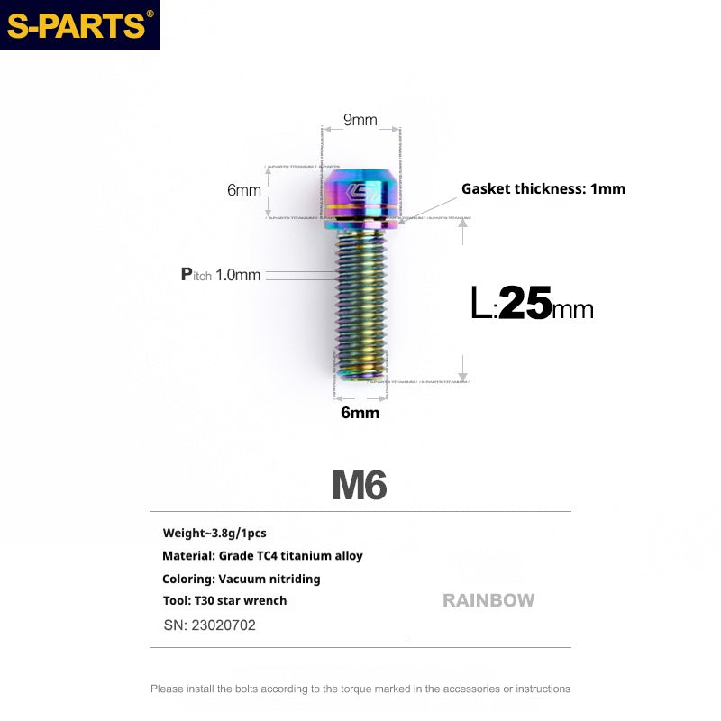 SPARTS A2 Series M6 L10-55mm Titanium Screws