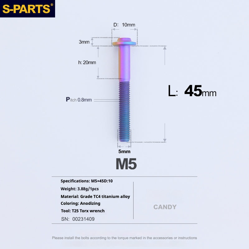 S-PARTS A3 Umbrella Head M5 L06-55mm D10 Motorcycle Electric Vehicle Titanium Screw