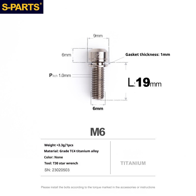 SPARTS A2 Series M6 L10-55mm Titanium Screws