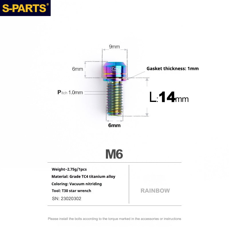 SPARTS A2 Series M6 L10-55mm Titanium Screws