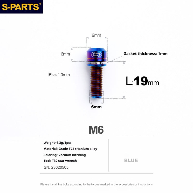 SPARTS A2 Series M6 L10-55mm Titanium Screws