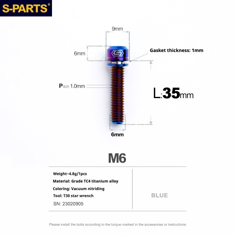 SPARTS A2 Series M6 L10-55mm Titanium Screws