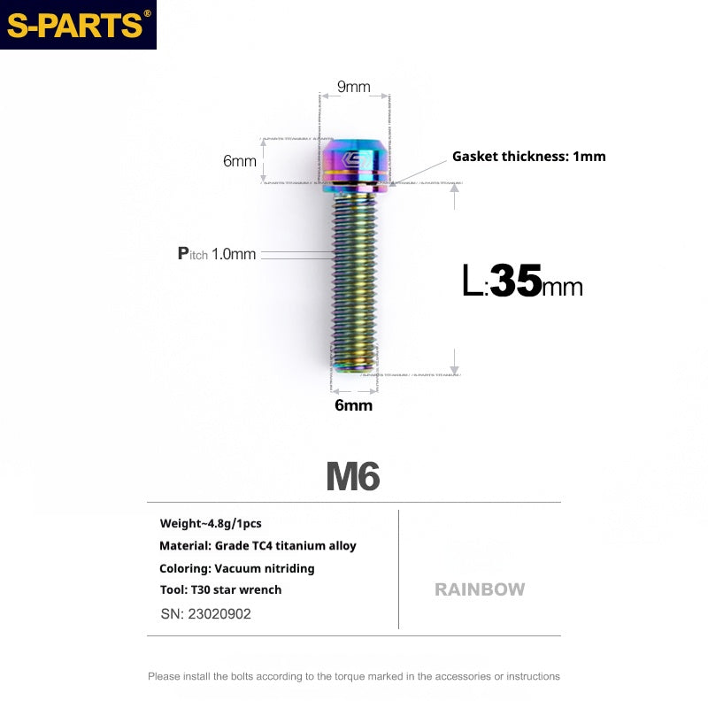 SPARTS A2 Series M6 L10-55mm Titanium Screws