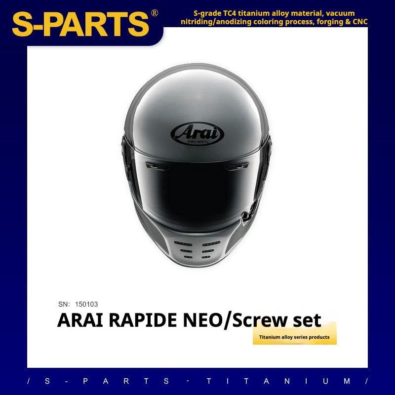 S-PARTS Titanium Umbrella-Head Bolt Set for ARAI RAPIDE-NEO Helmet | M6 Screws with T30 Wrench | 6 Colors Available
